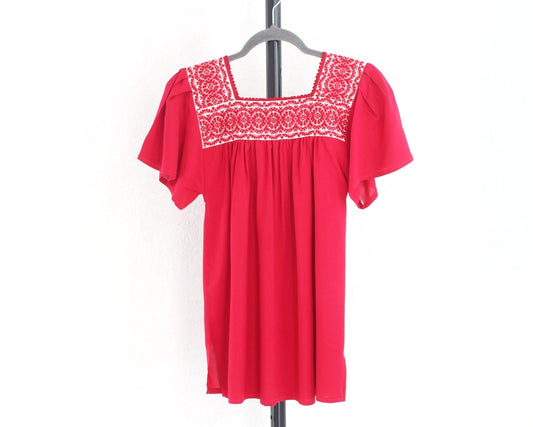 Blusa Tania Rojo Florecitas  Ch - M