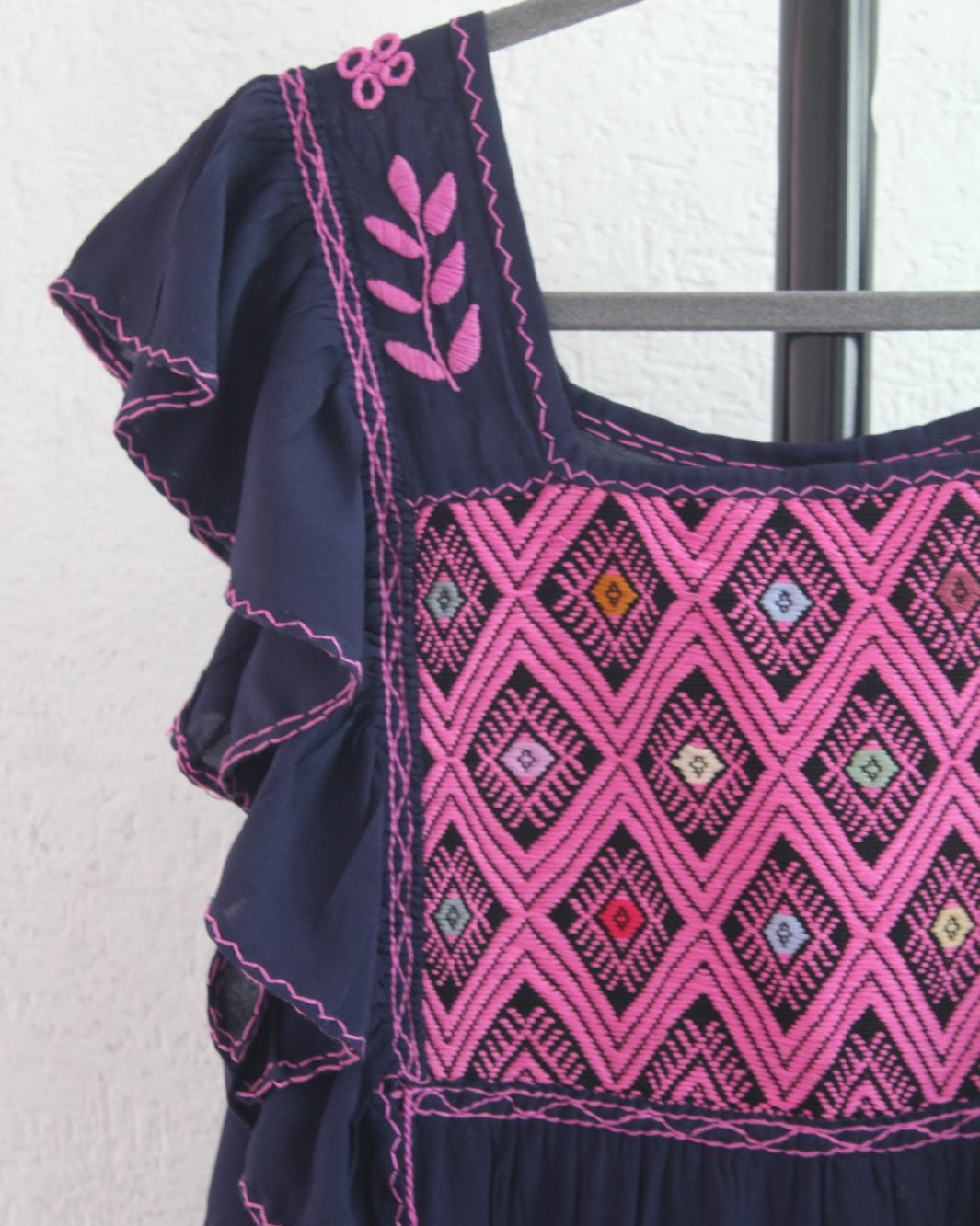 Vestido Josefina Azul Marino Rosa Unitalla