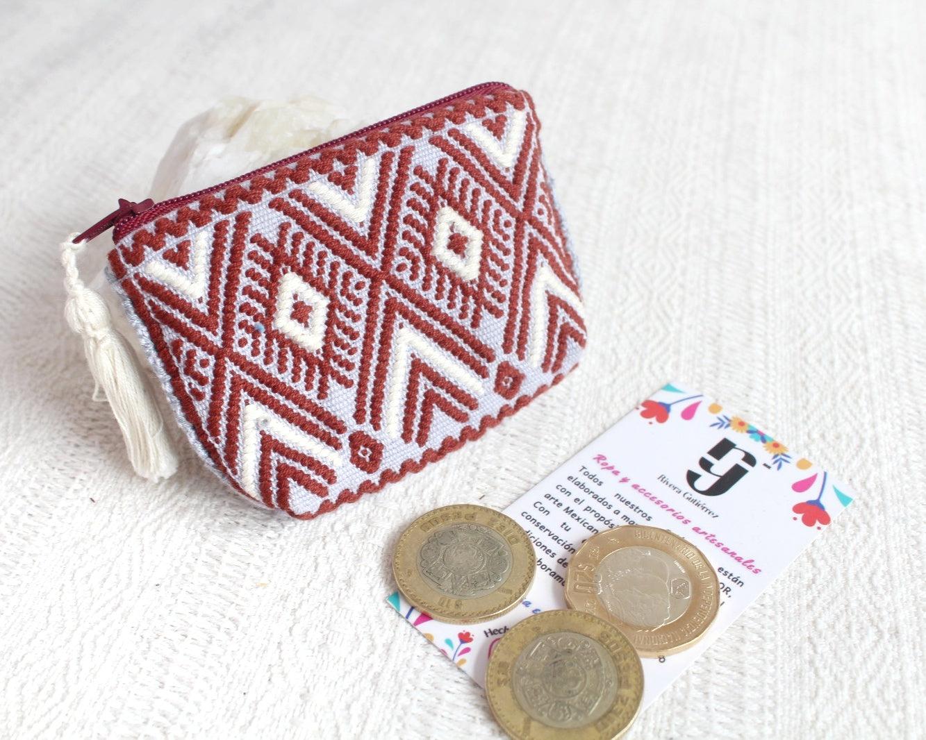 Mini Monedero Estrellas Vino Gris Blanco