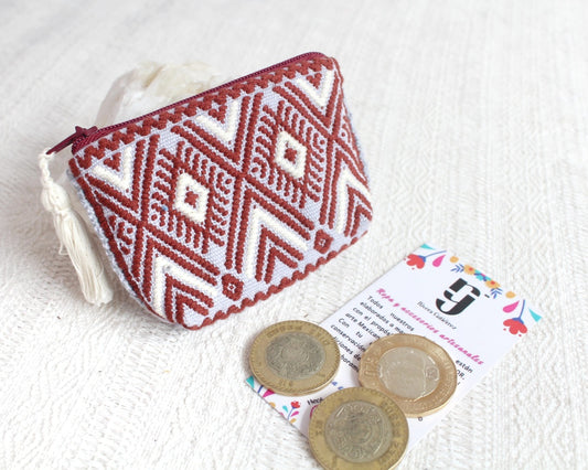 Mini Monedero Estrellas Vino Gris Blanco