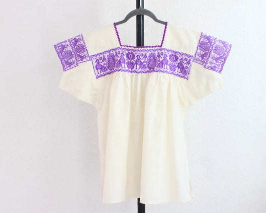 Blusa Tradicional Bordada Pavoreal Lila  L - XL