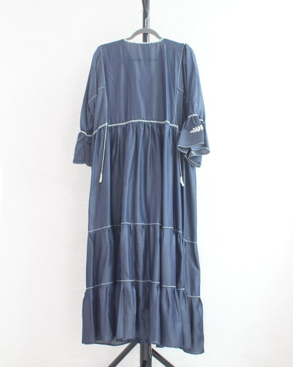 Vestido Blanca Mezclilla Café 2XL