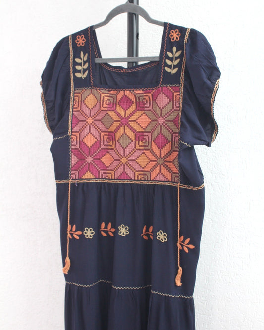 Vestido Maribel Flores Azul Marino  L / XL