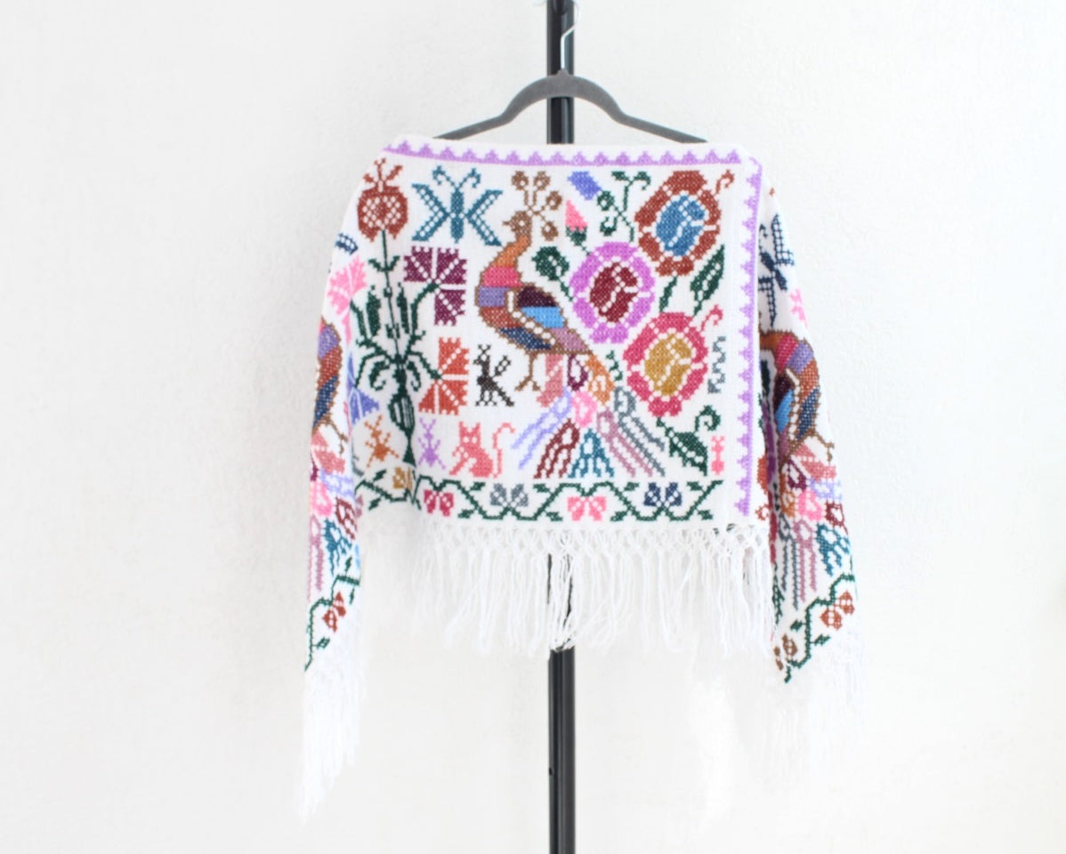 Mañanita Animalitos Blanco Rosa Punto de Cruz