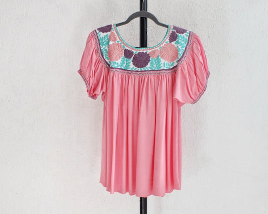 Blusa Aguacatenango Rosa Morado Turquesa