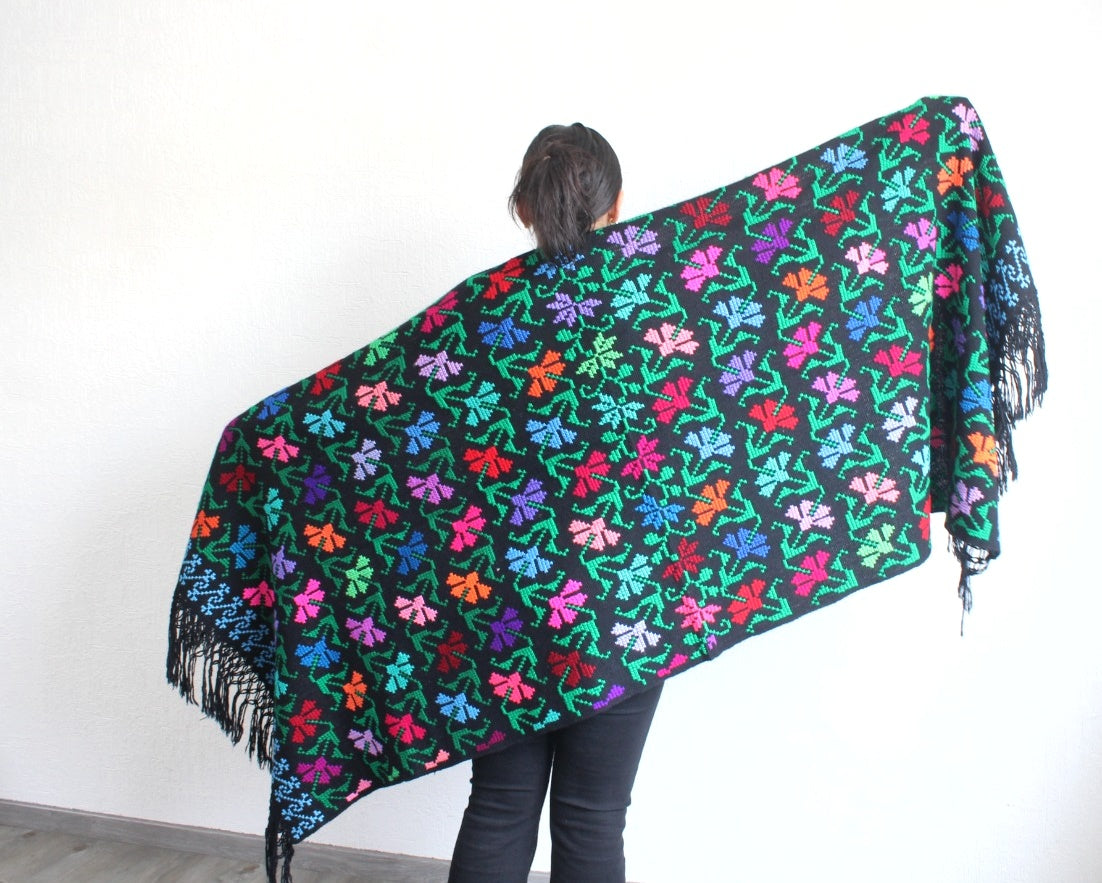 Rebozo Flores Colores Grande