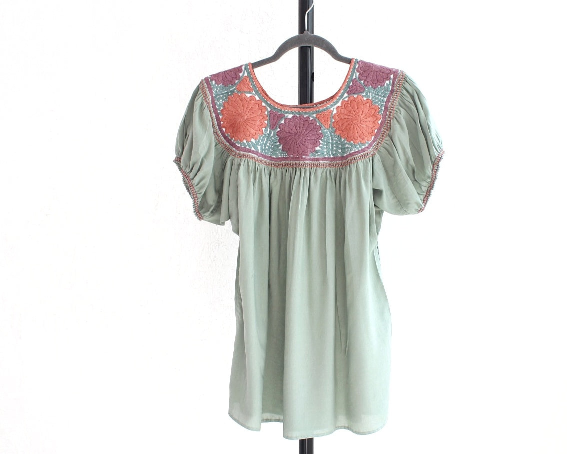 Blusa Aguacatenango Menta Naranja Vino