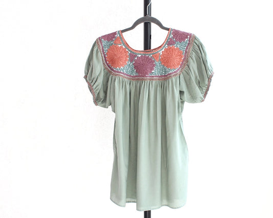 Blusa Aguacatenango Menta Naranja Vino