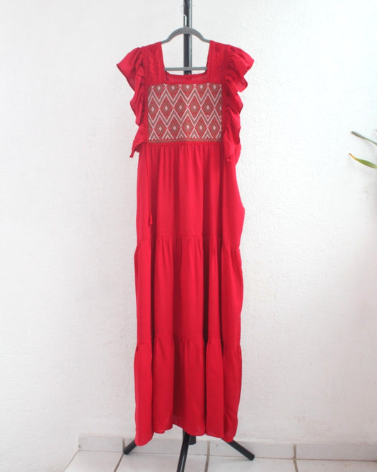 Vestido Josefina Rojo Beige Unitalla