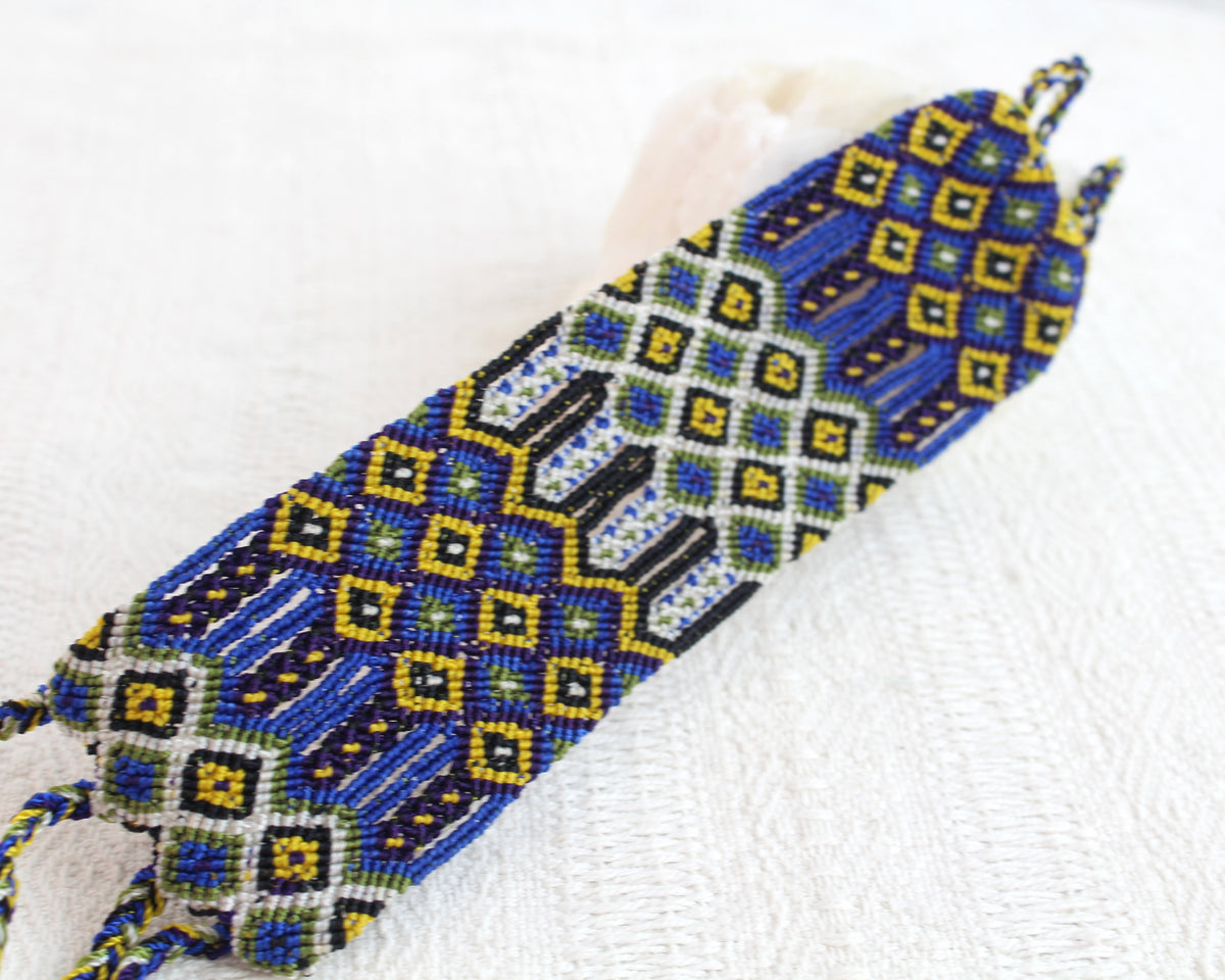 Pulsera Tejida Azul Amarillo