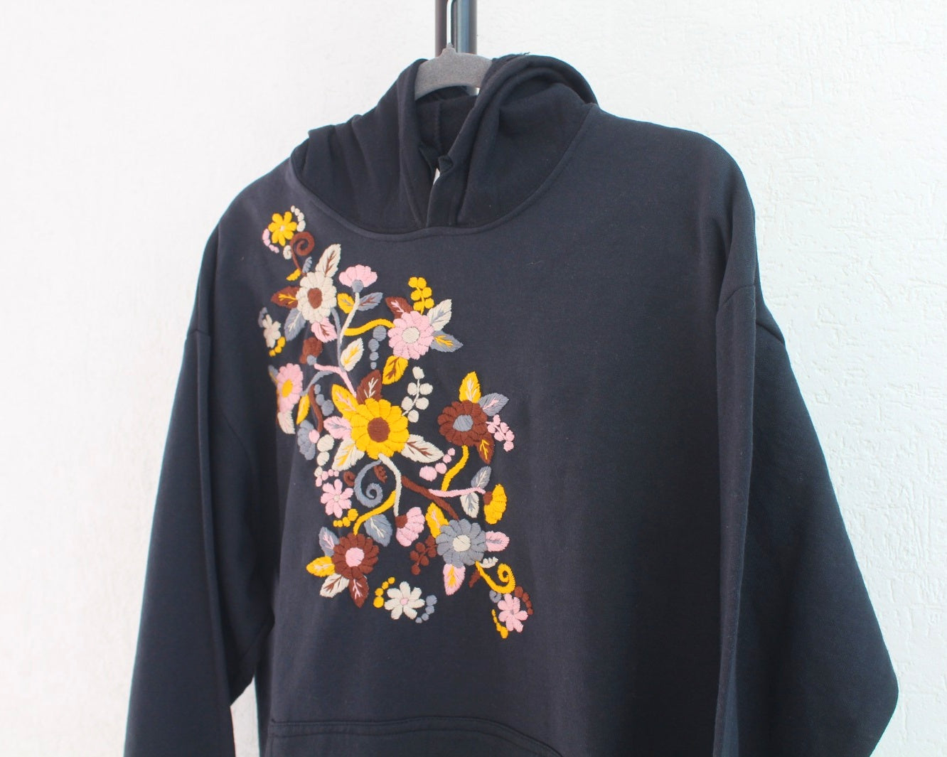 Sudadera L Flores Negro