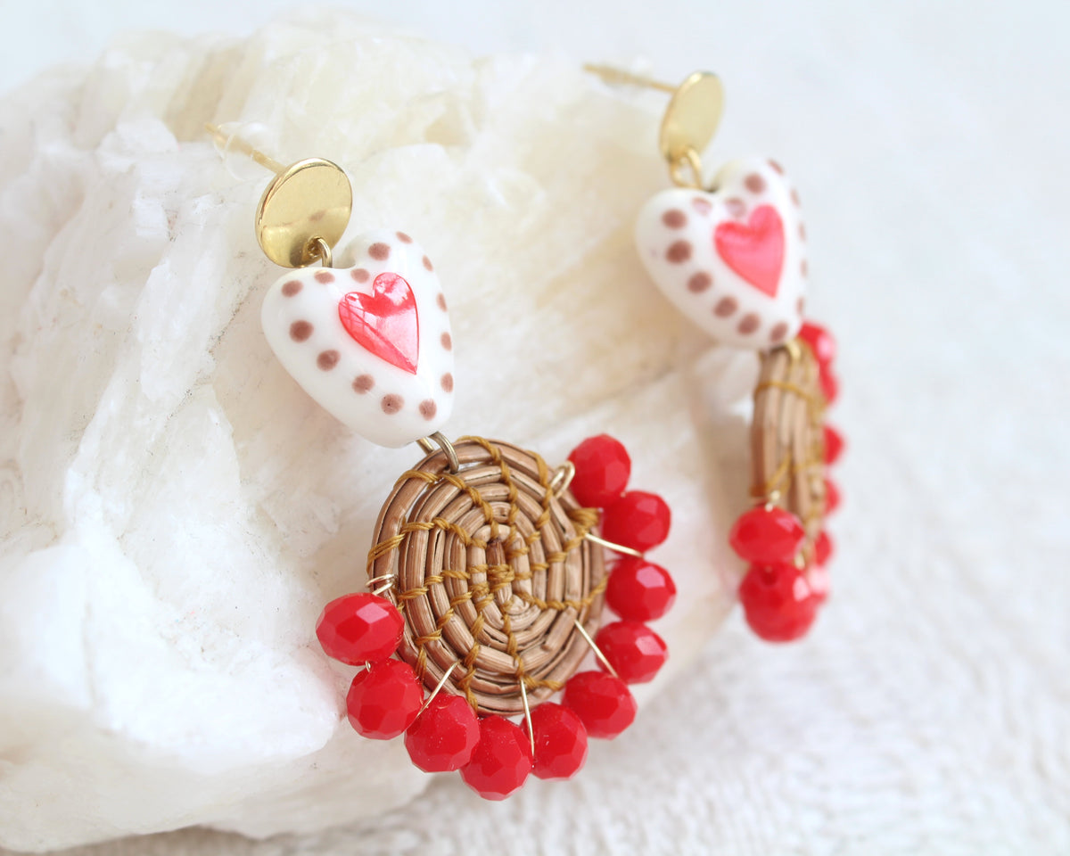 Aretes Ocoxal Corazón Rojo