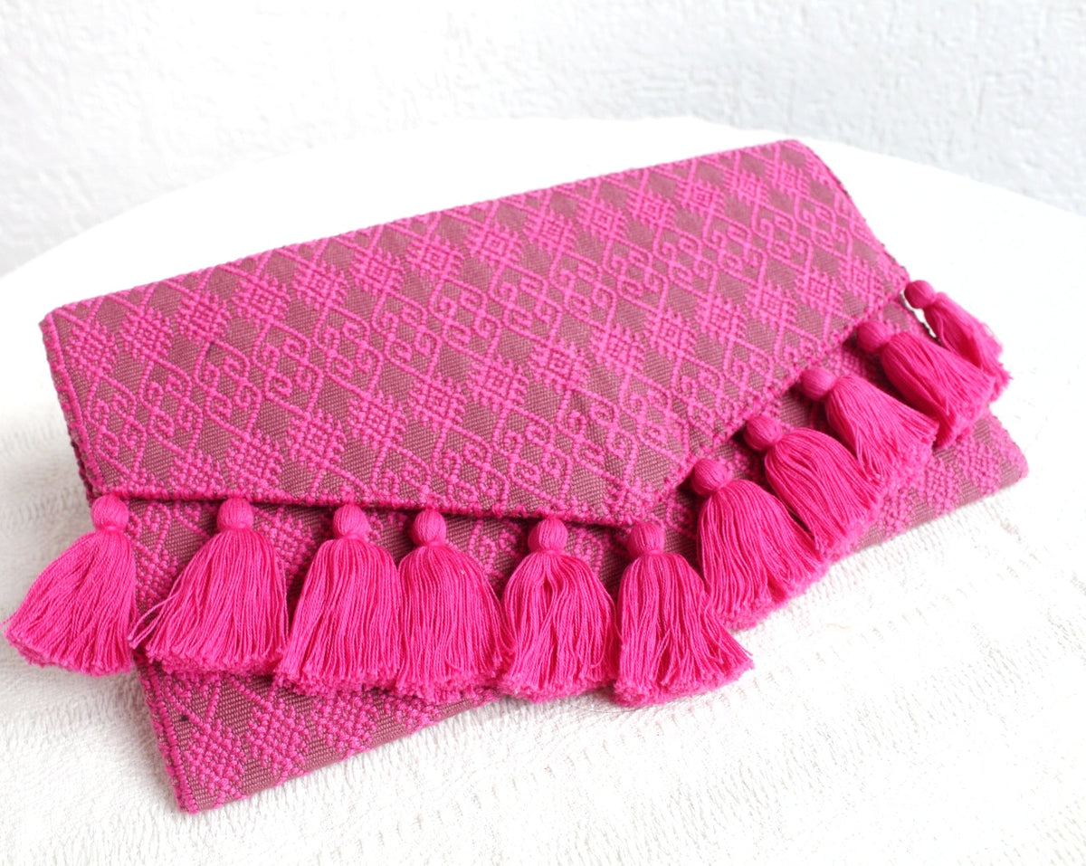 Clutch Artesanal Rizado Rosa Marsala