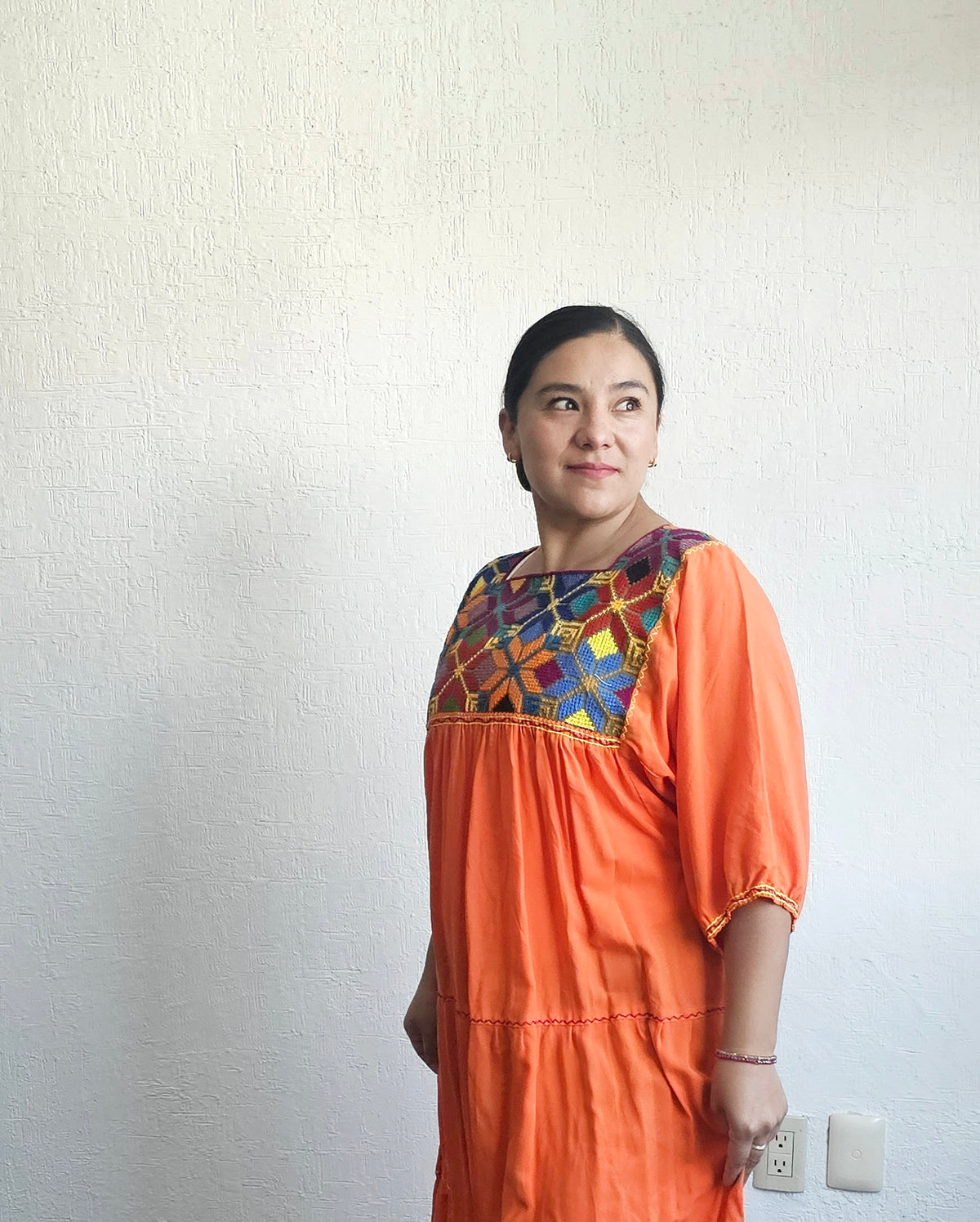 Vestido Maria Flores Naranja L / XL Manga 3/4 (copia)