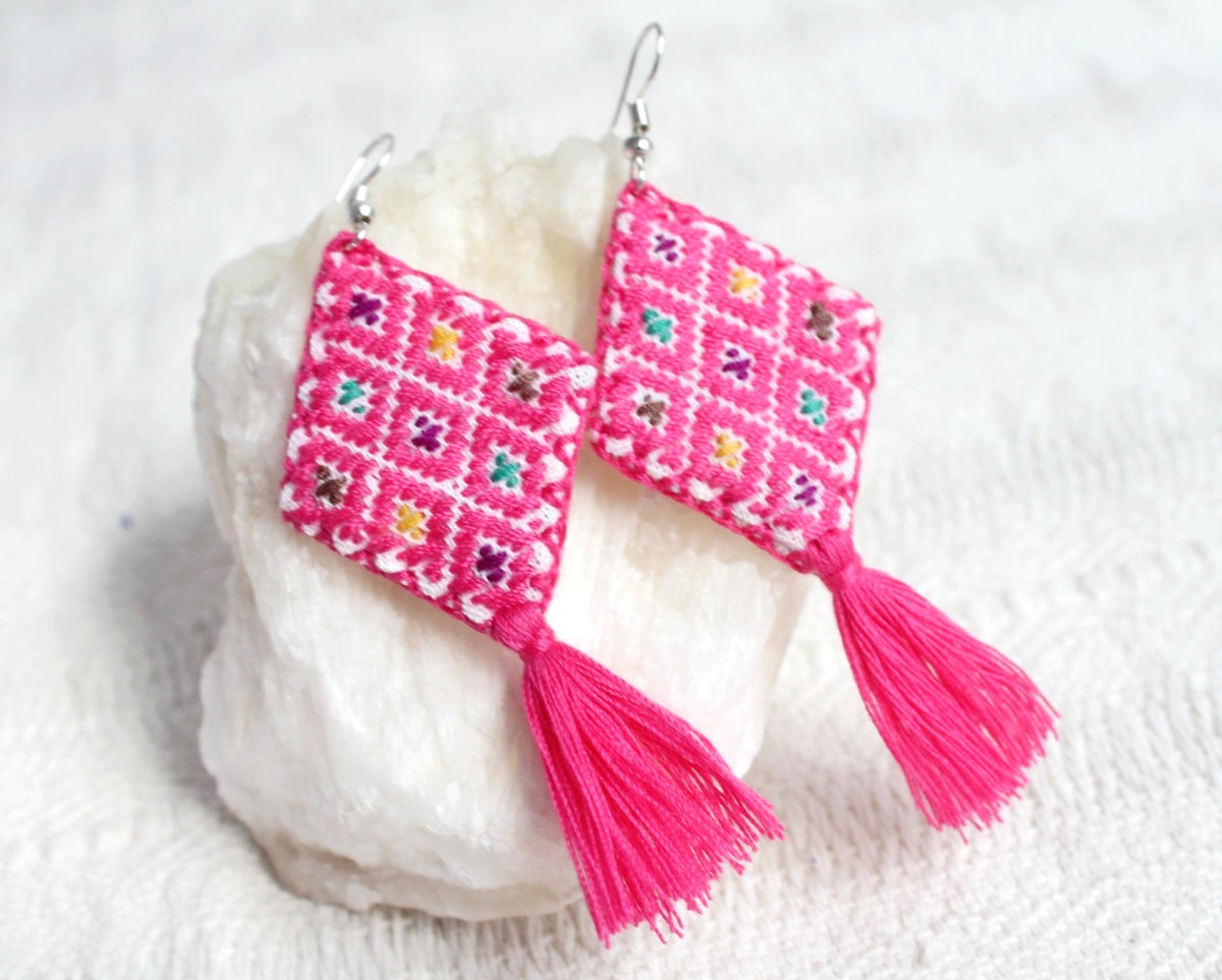 Aretes Cosmos Rosa Mexicano