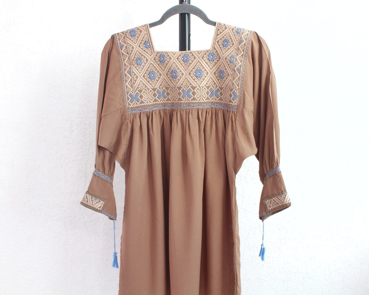 Blusa Elena Café Claro Azul Unitalla