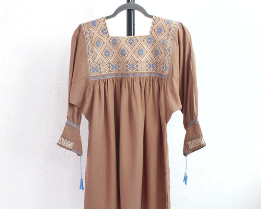 Blusa Elena Café Claro Azul Unitalla