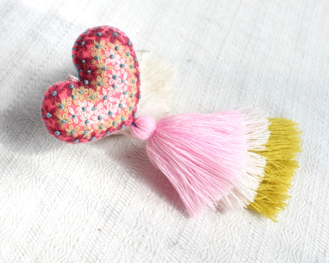 Corazón Florecitas Rosa Verde