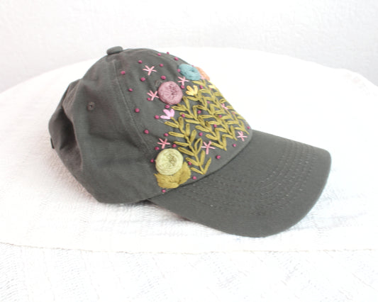 Gorra Flores Verde Olivo