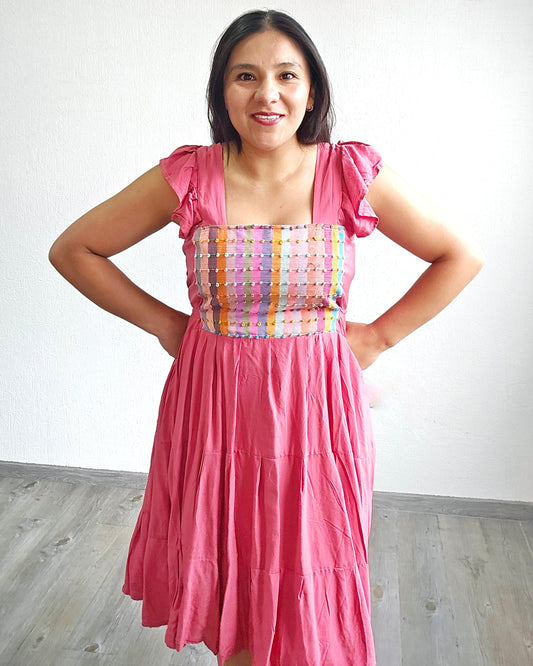 Vestido Anita Corto Nuditos Coral
