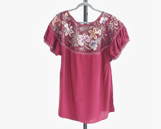 Blusa Abigail Flores Vino XXL - XXXL