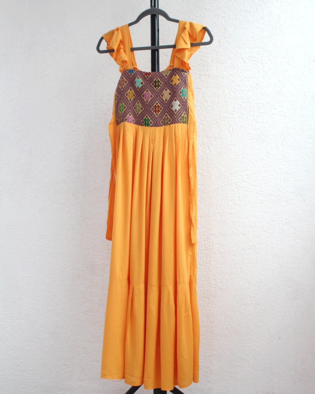 Vestido Anita Telar Largo Amarillo