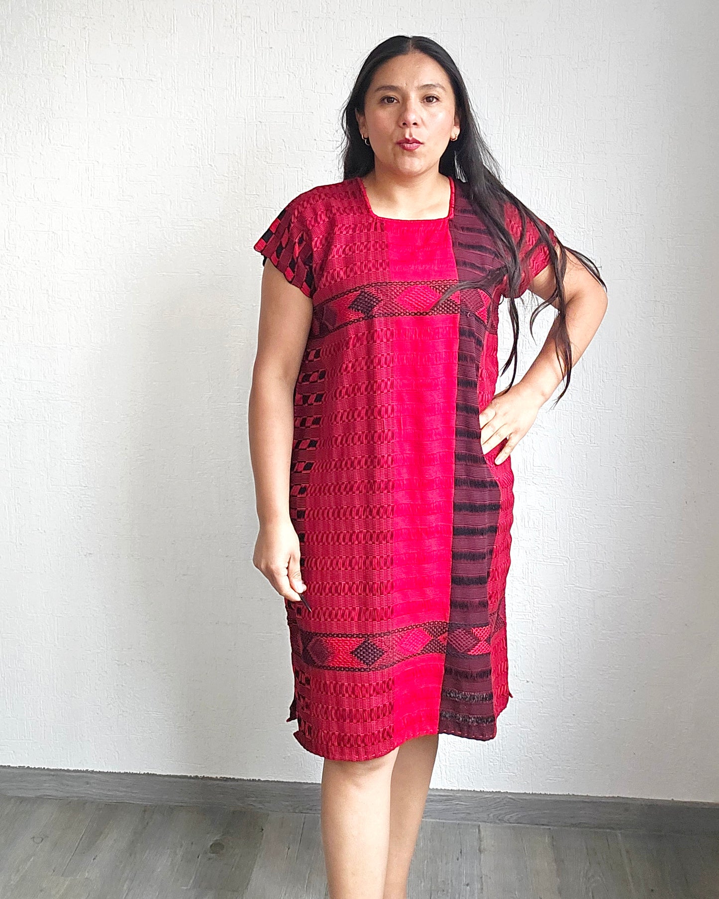 Huipil Largo Angela Negro Rojo Unitalla