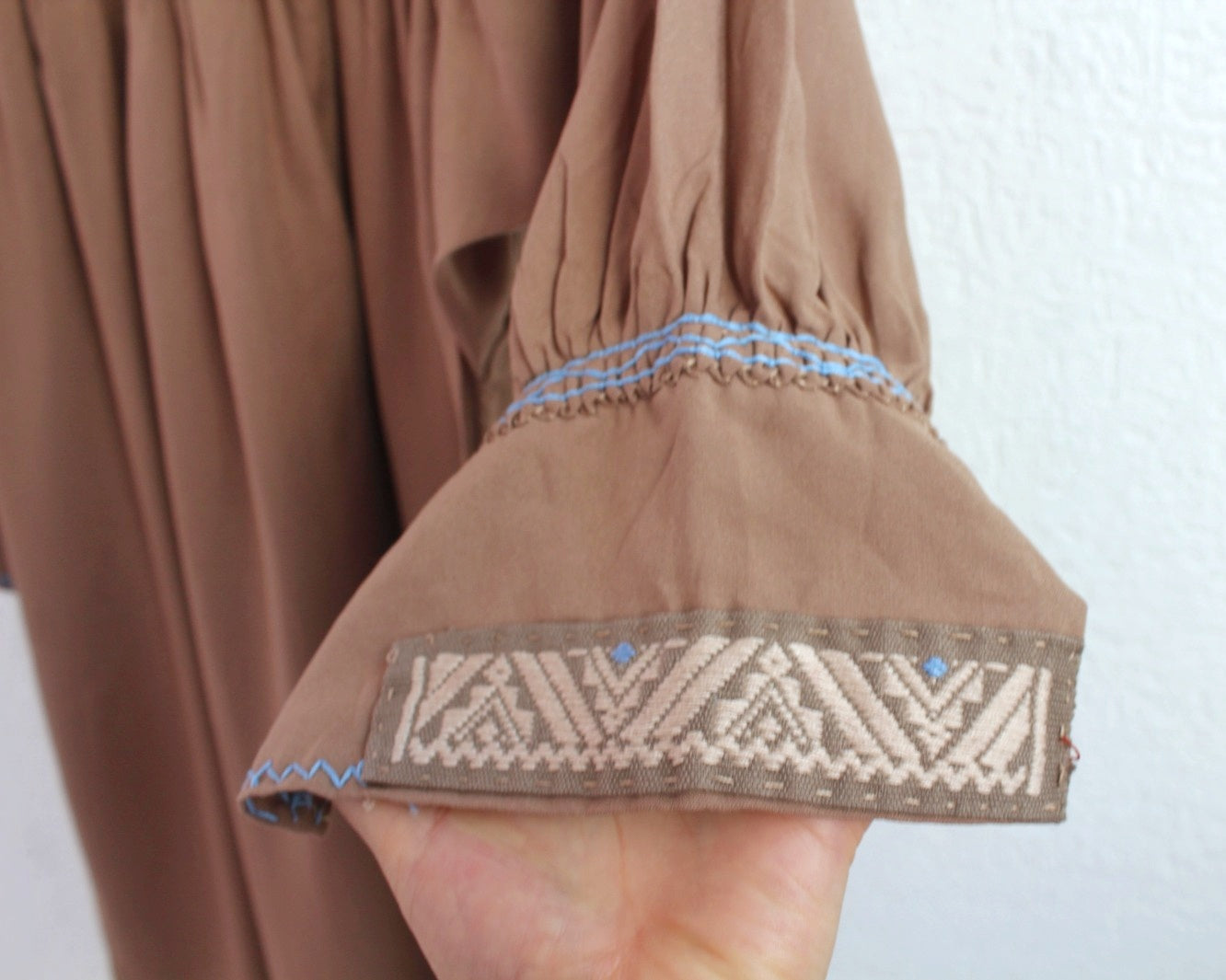 Blusa Elena Café Claro Azul Unitalla