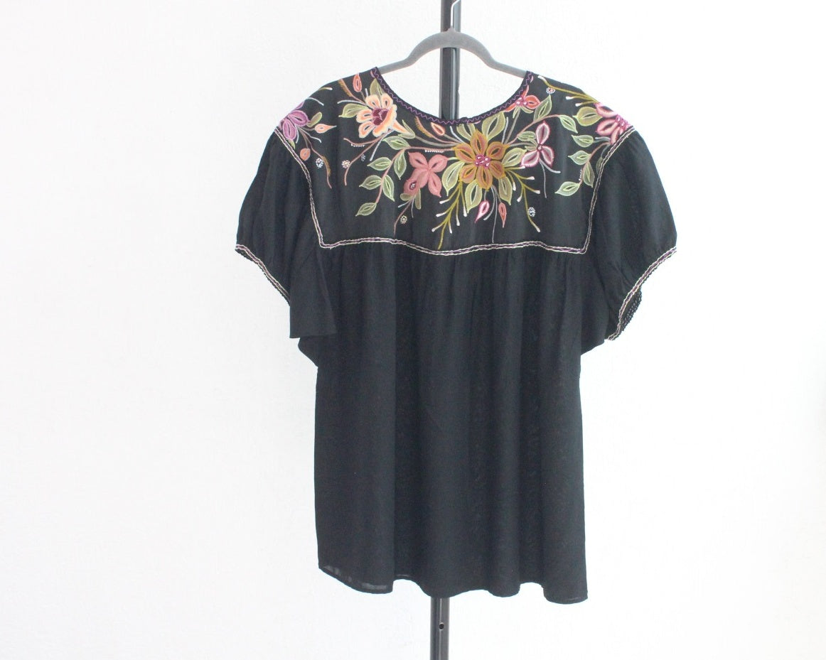 Blusa Abigail Flores Negro  XXL - XXXL