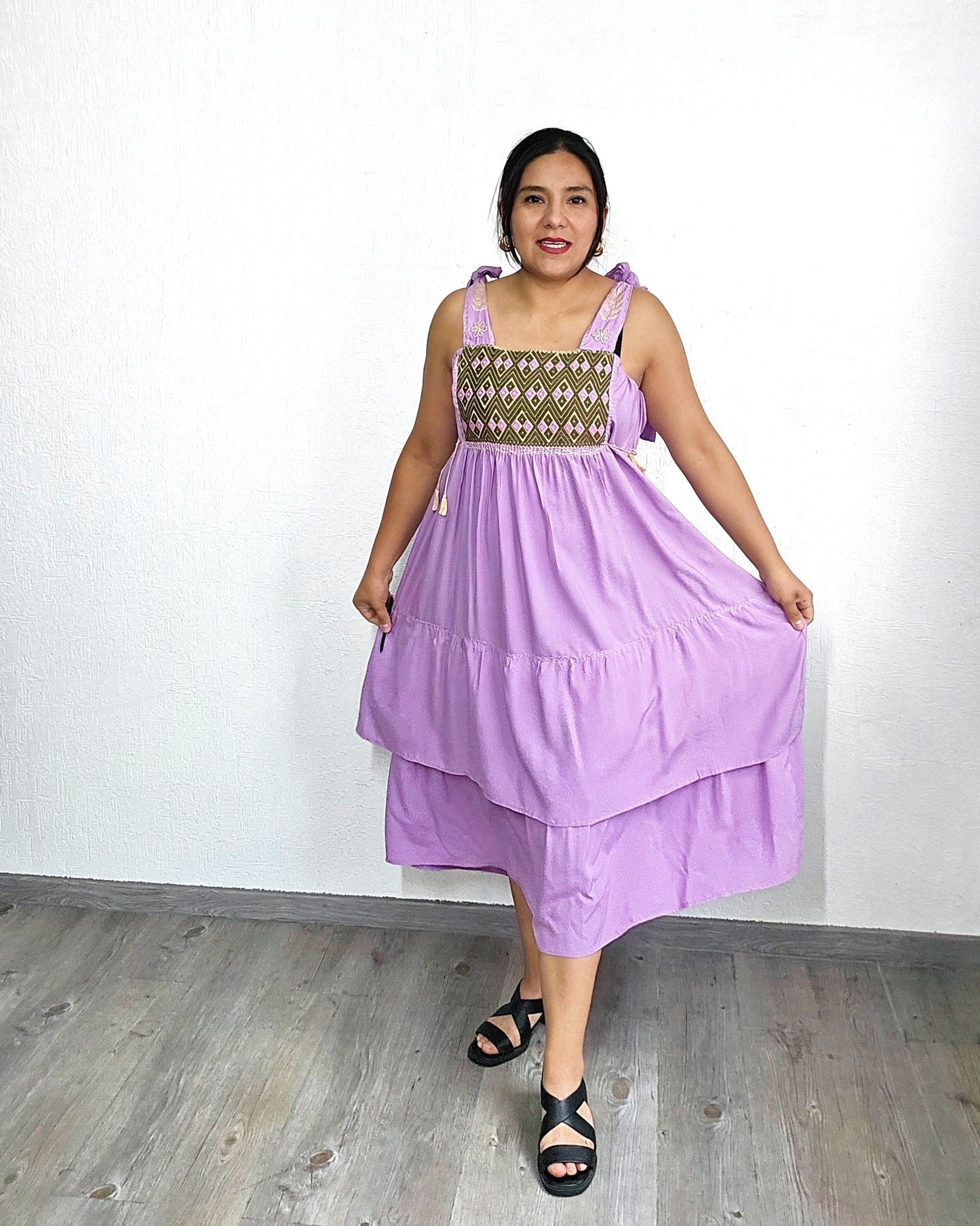 Vestido Fatima Telar Lila XL -XXL
