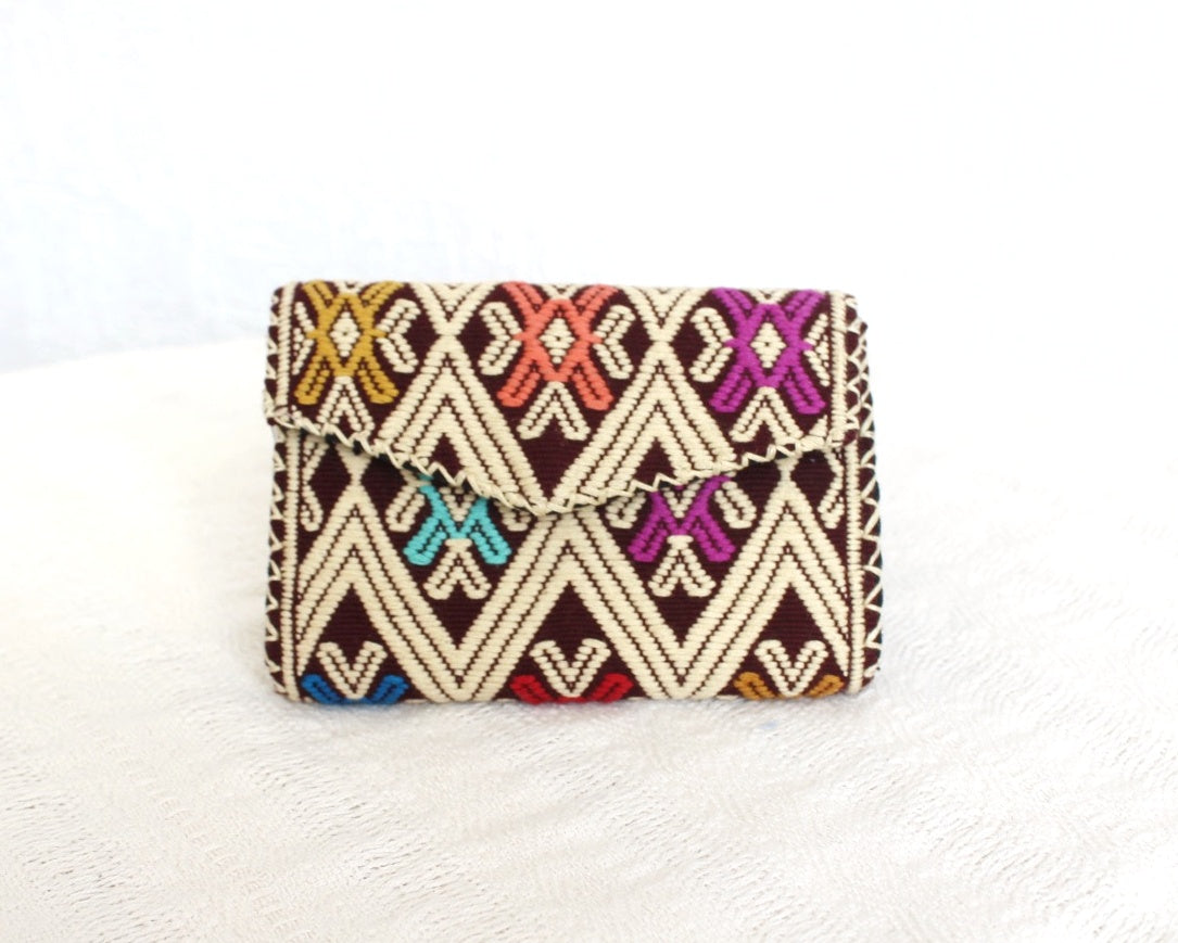 Cartera Flores Colores Beige Vino