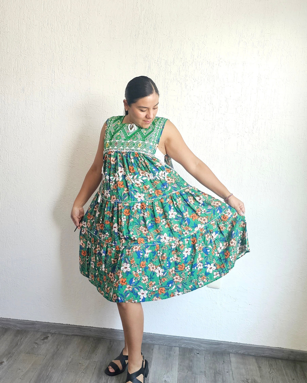 Vestido Andrea Flores Verde
