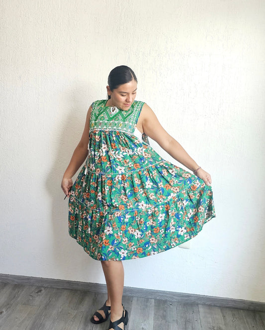 Vestido Andrea Flores Verde