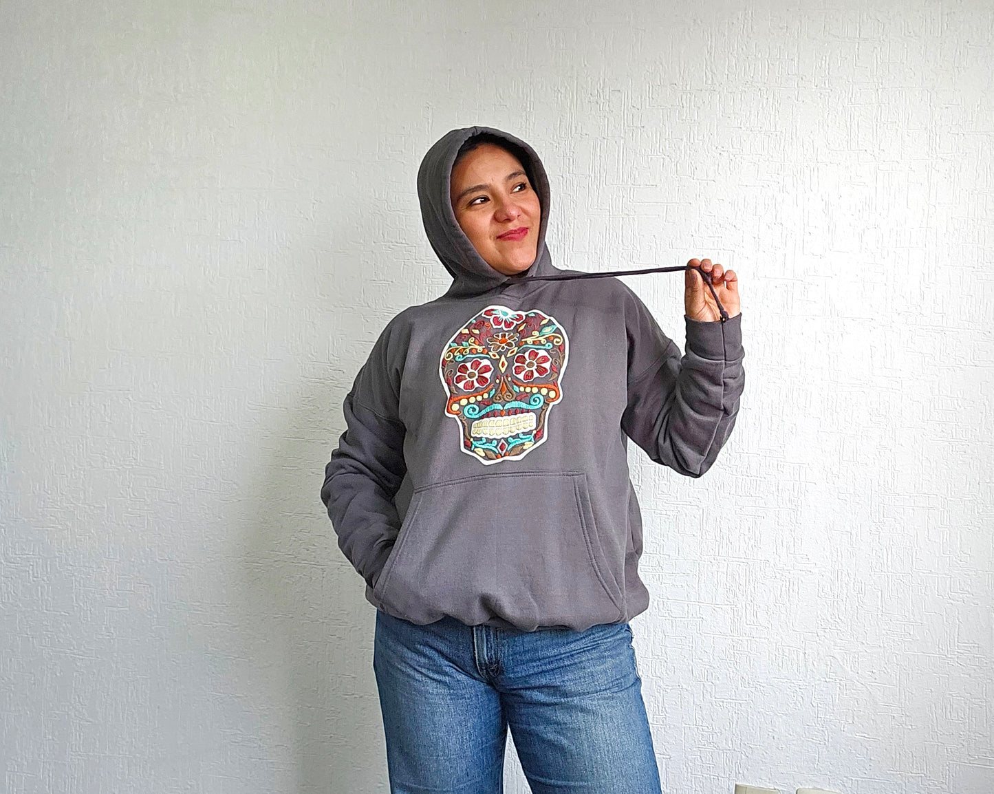 Sudadera 2XL Calavera Gris