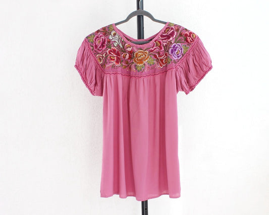 Blusa Abigail Flores Rosa Palo XL - XXL