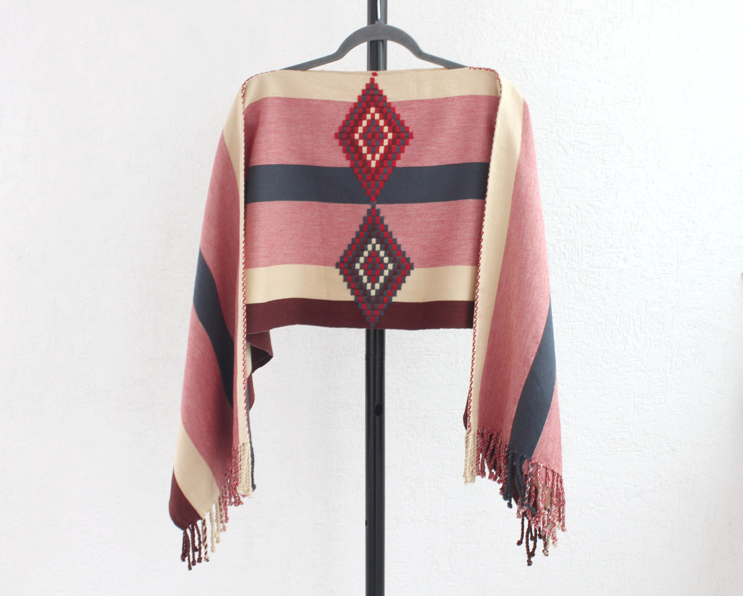 Jorongo Lineas Rosa Beige Gris