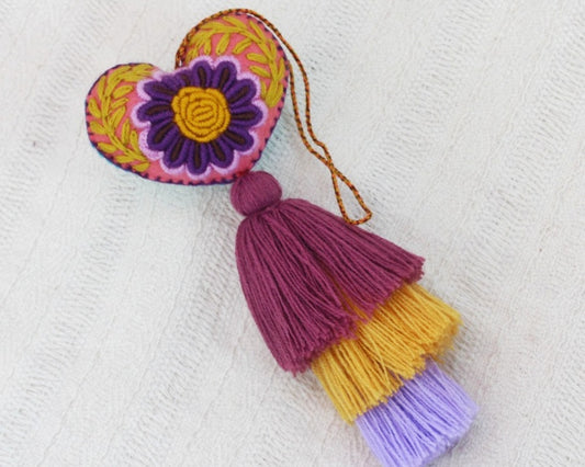 Corazón Flor Rococo Vino Amarillo Lila