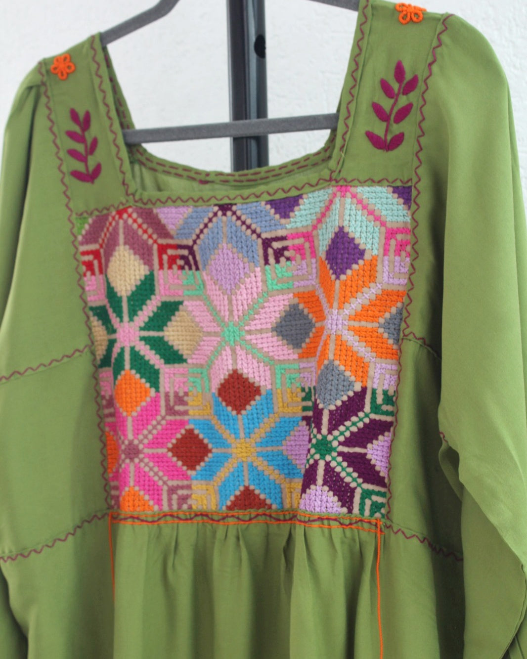 Vestido Julia Flores Manga  XL / XXL Verde