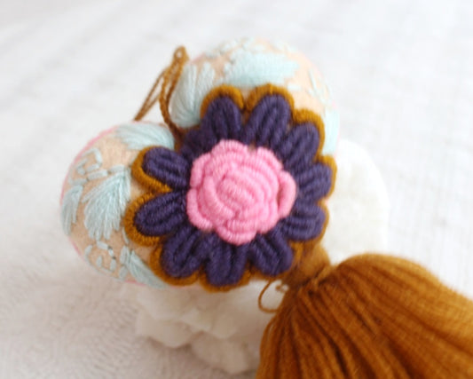 Corazón Flor Rococo Marron Beige Rosa