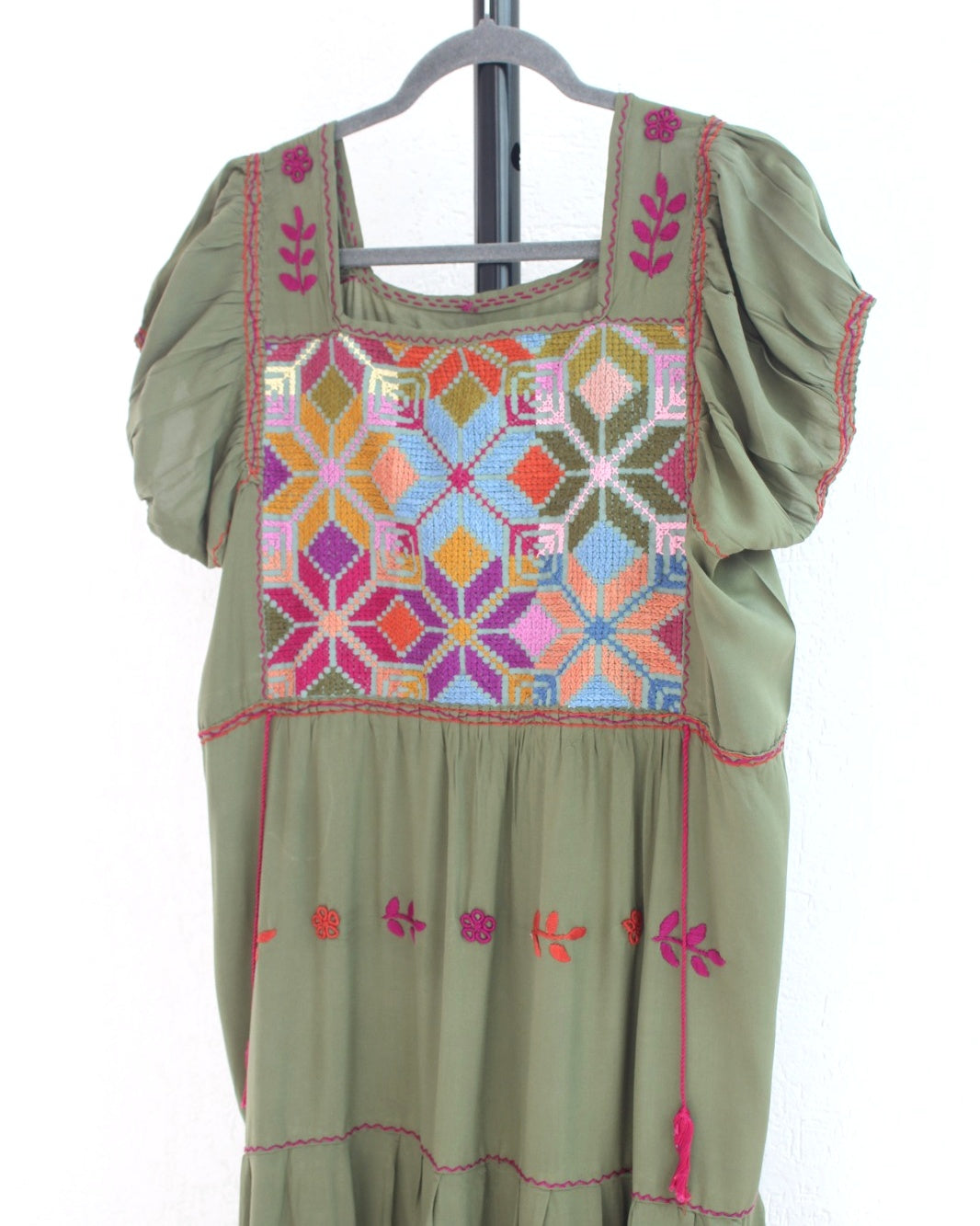 Vestido Maribel Flores Verde Olivo L / XL