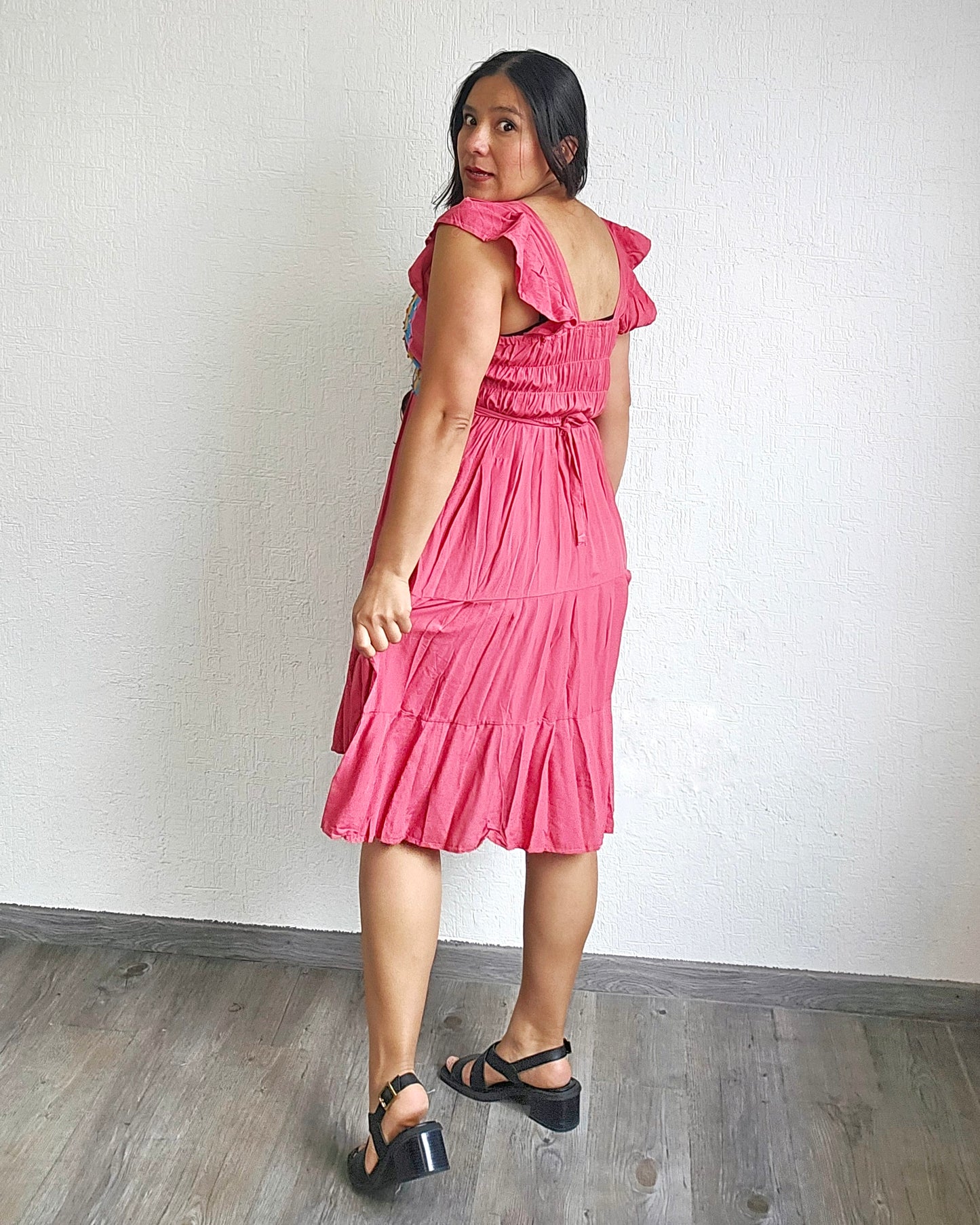 Vestido Anita Corto Nuditos Coral