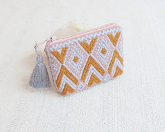Mini Monedero Estrellas Gris Amarillo