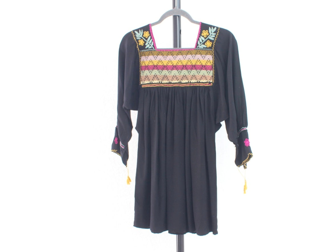 Blusa Maya Negro Rosa Amarillo