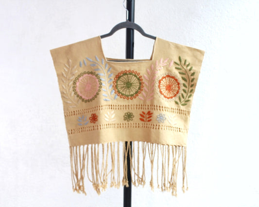 Crop Top Flores Rococo Amarillo