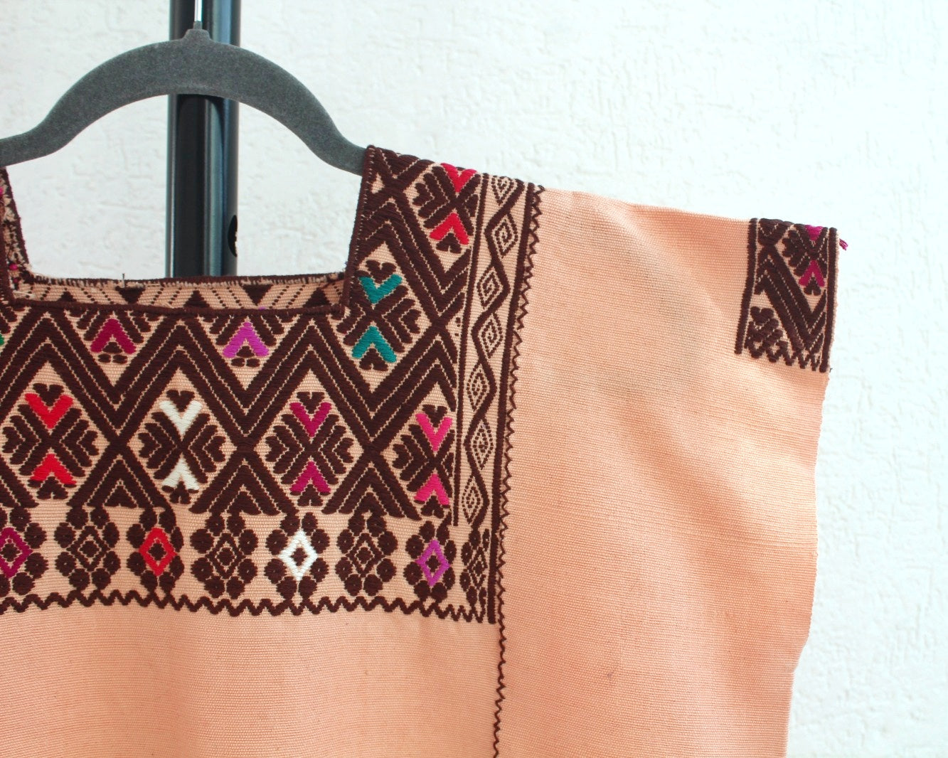 Blusa Huipil Flores Salmon