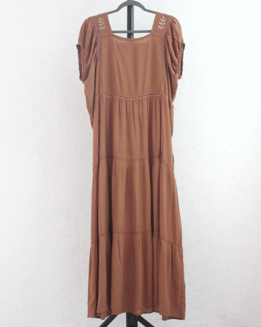 Vestido Julia Flores Marrón Rosa  L / XL