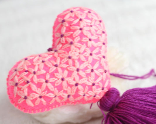 Corazón Florecitas Rosa Violeta