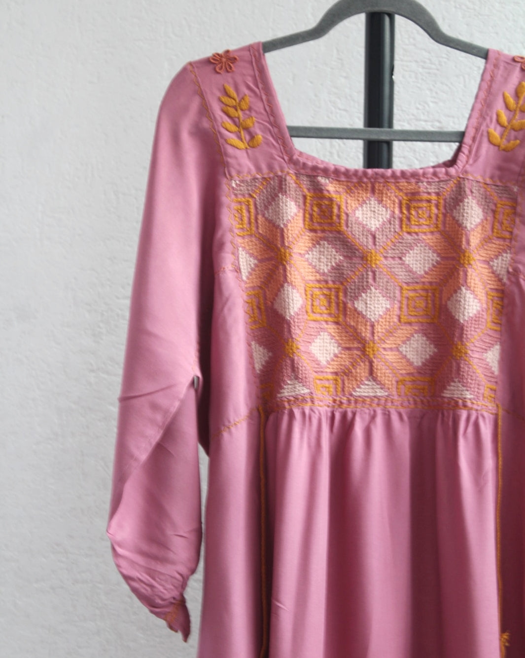 Vestido Julia Flores Manga  XL / XXL Rosa