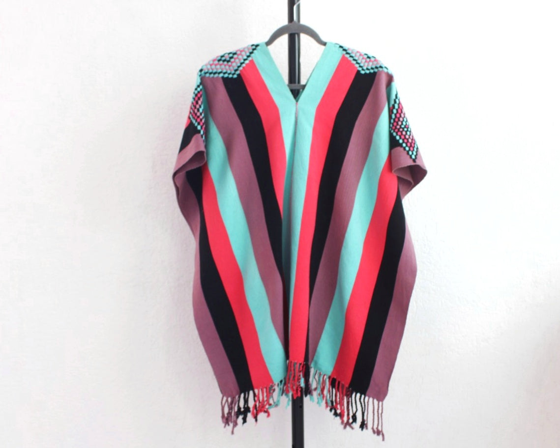 Jorongo Rombos Coral Turquesa Negro