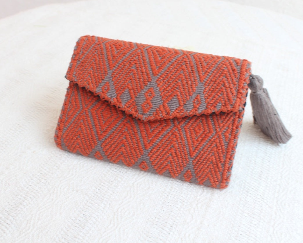 Cartera Flores Naranja Gris